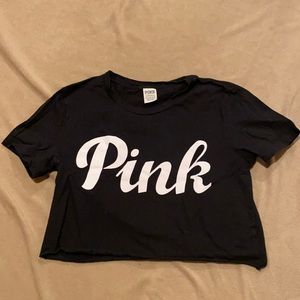 PINK Victoria Secret’s Crop T-Shirt, XS, Black. Perfect condition.  Worn 2-3x.